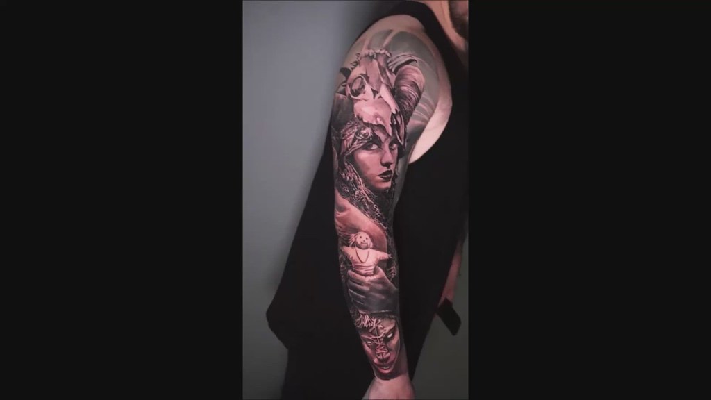 Voodoo And Black Magic Scary Full Sleeve Black And Grey Realism Best Tattoo Artist London Uk - A Photo On Flickriver 576_x_1024_jpg