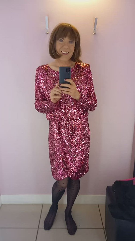 Trying on a fabulous sequin dress in House of Fraser Flickr