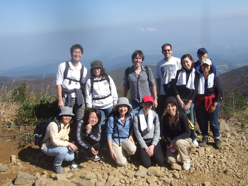 Hikers Group Photo Festive group of young and older hikers