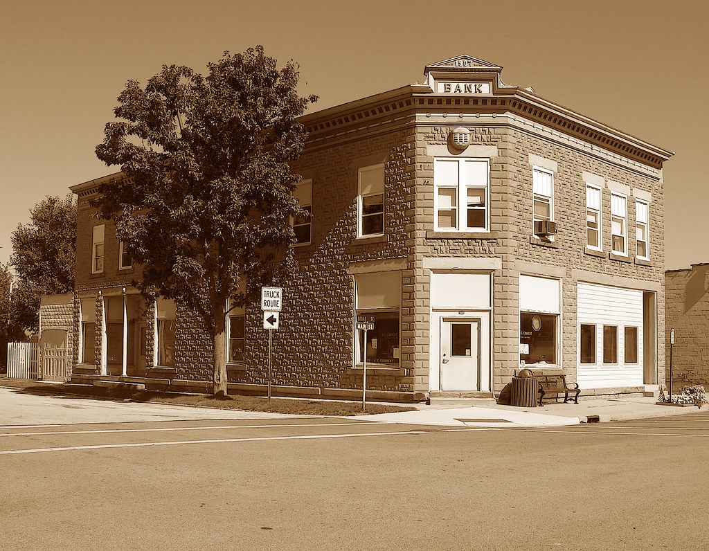 Bank Building, Downtown, Tontogany, Ohio (Sepia) John Hartsock Flickr