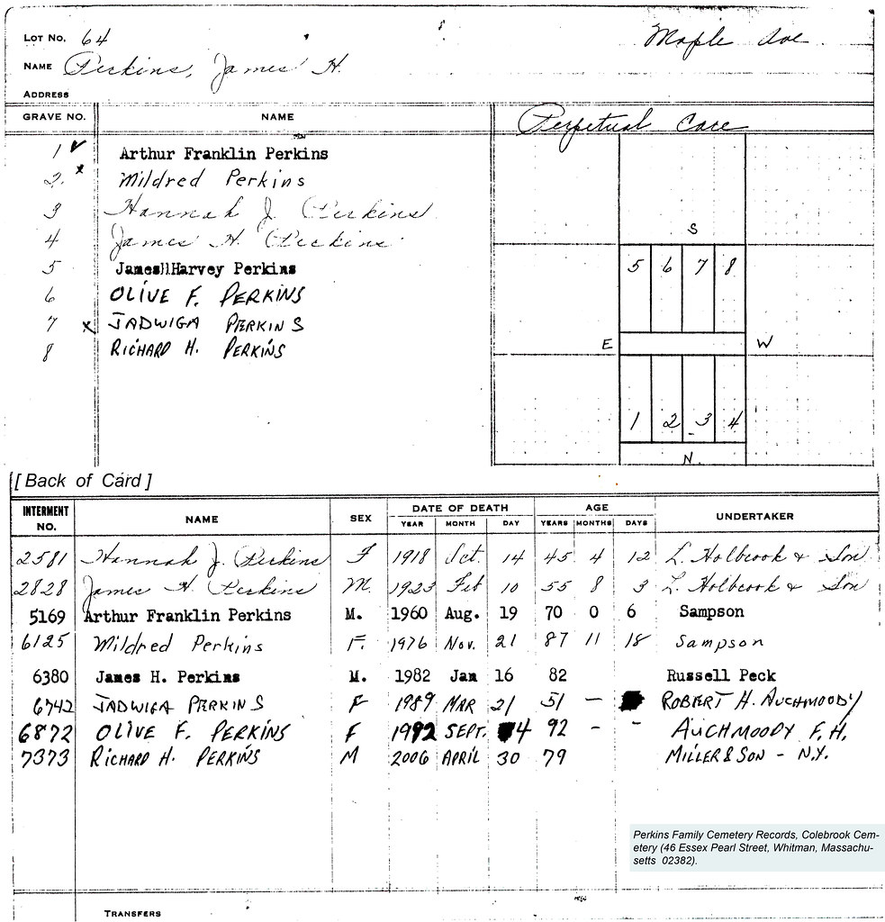 Colebrook Cemetery Records, Whitman, Massachusetts Perki… Flickr