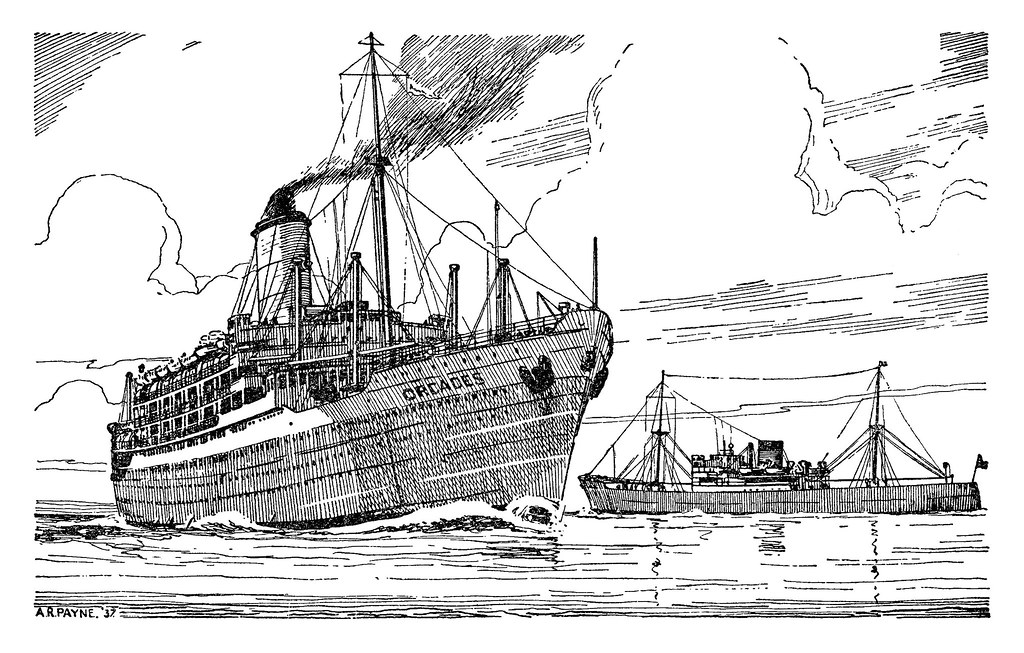1937 illustration by AR Payne RMS Orcades and MV Rochester… Flickr