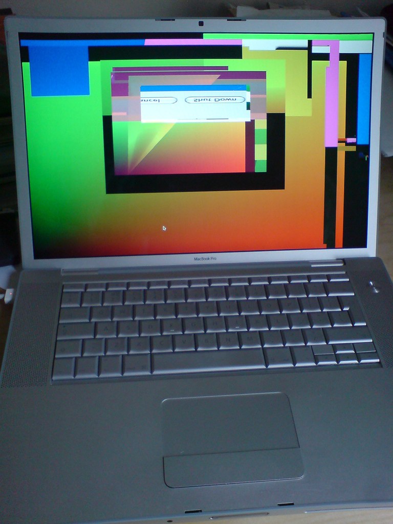 Multicoloured screen of death My new MacBook Pro being pr… Flickr