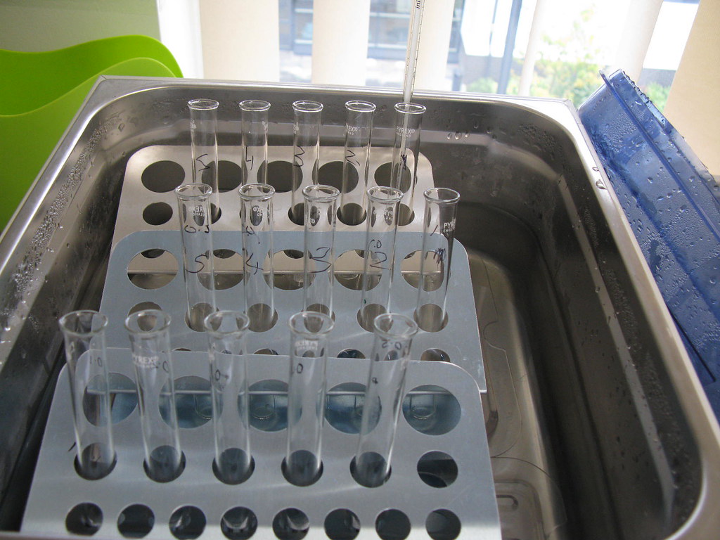 test tubes in water bath Tre Briercliffe Flickr