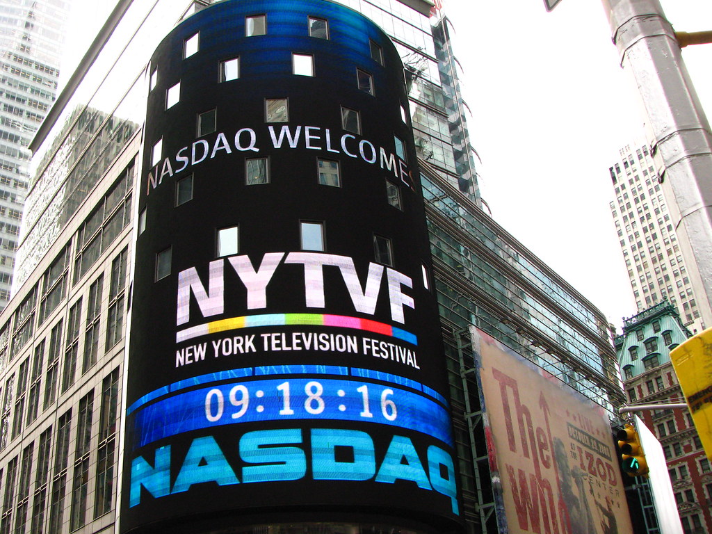 NYTVF on NASDAQ sign 9/12/08 New York Television Festival Flickr