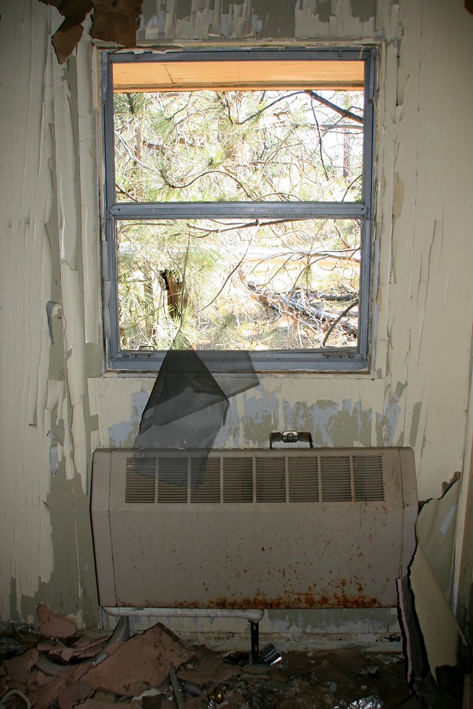 Window, peeling paint, and radiator Abandoned Mount Laguna… Flickr