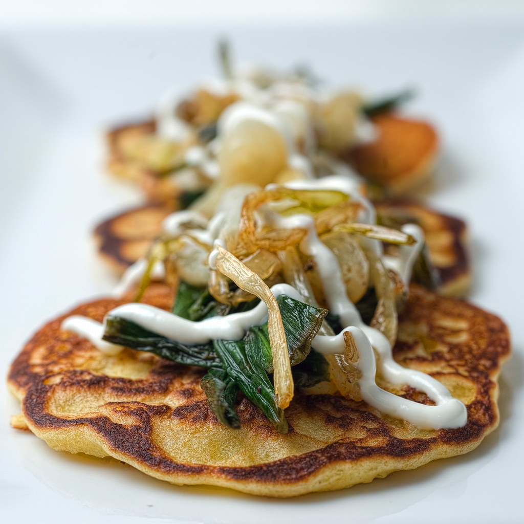 Sautéed Ramps with Sweet Cord Griddle Cakes Please check o… Flickr