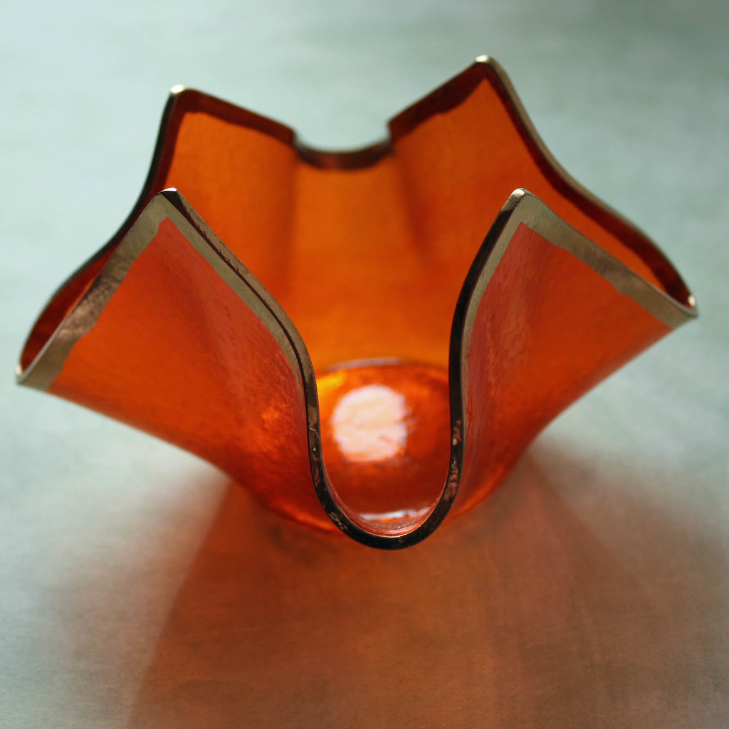orange votive holder Orange glass votive candle holder, ha… barbara