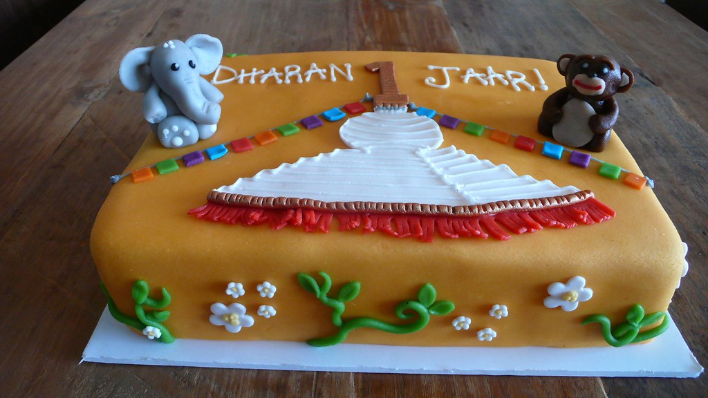 Nepal themed birthday cake First birthday cake made for Dh… Flickr