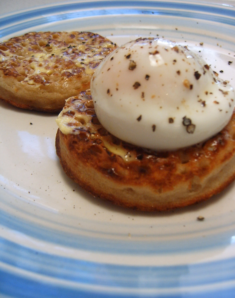 Wobbly looking poached egg on crumpets a photo on Flickriver