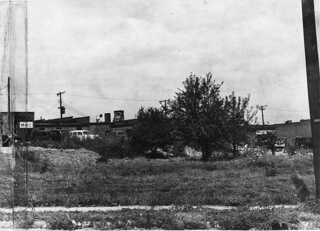 Rear of Lee Road businesses, Silsby to Meadowbrook, 1935 Flickr