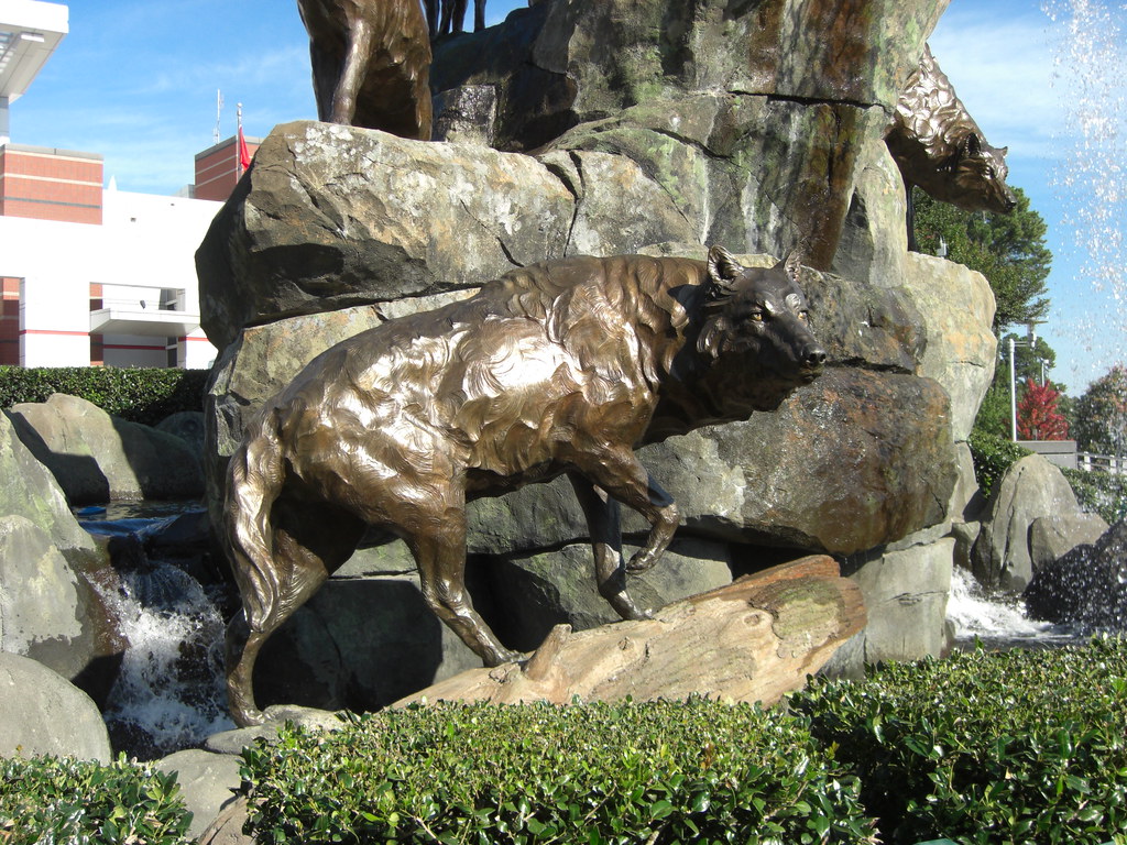 Wolf Statue by NC State football stadium VirtKitty Flickr