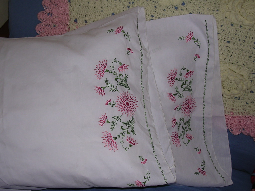 Embroidered pillow cases stamped pattern pillow cases embr… Flickr