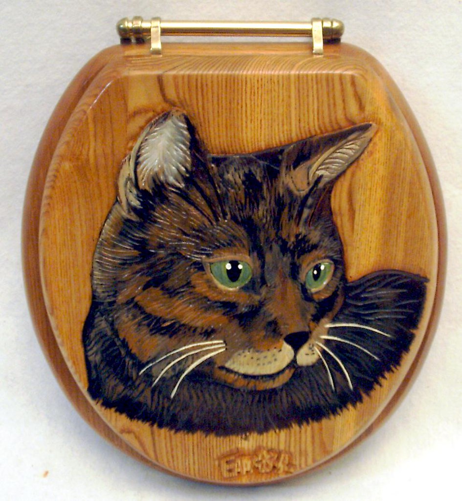 cat carved wood toilet seat see This seat and more at www.… Flickr
