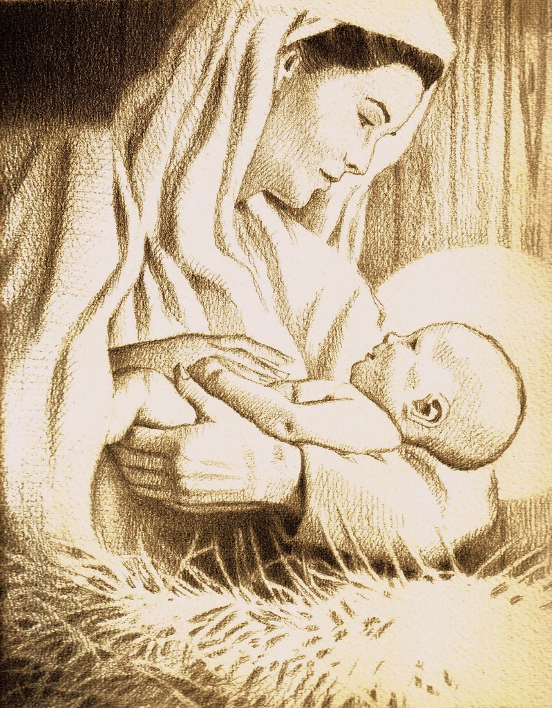 The Nativity Drawing by Ron Lightburn. Pencil on T.H. Saun… Flickr