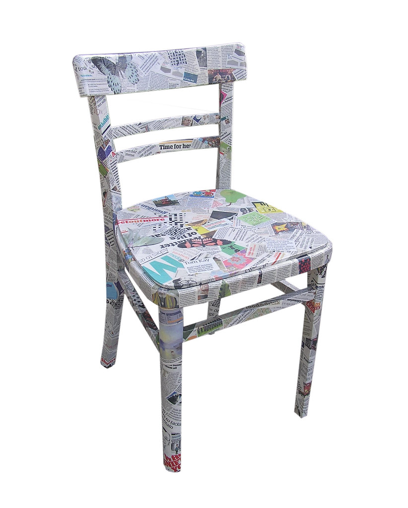 (55/365 crafting) newspaper chair recent commision Bombus Design