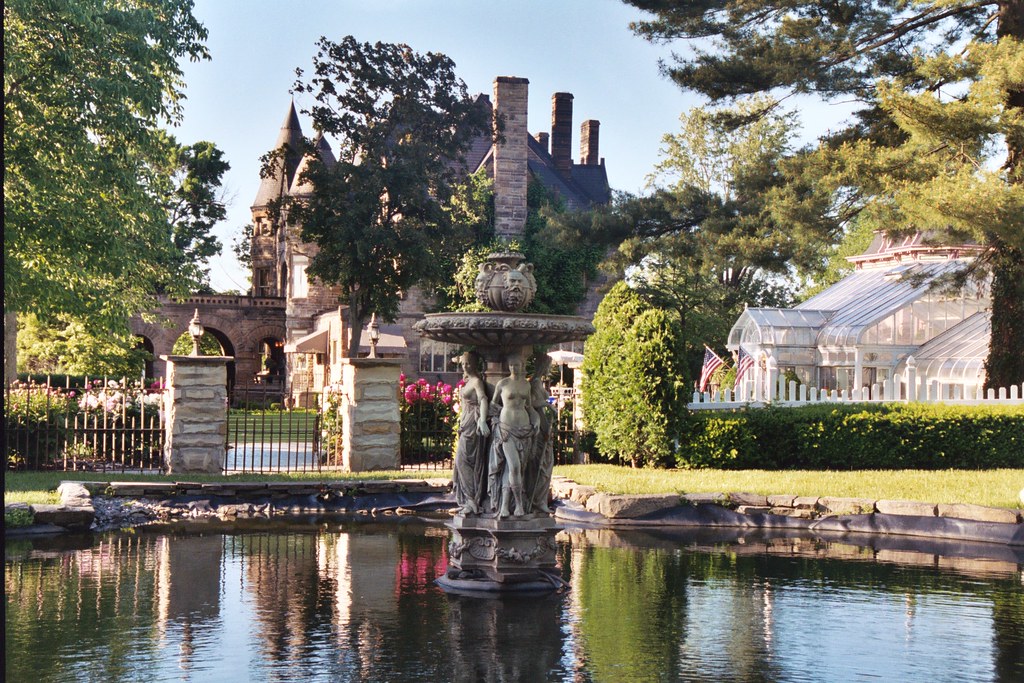 Buhl Mansion pond and greenhouse laura Flickr