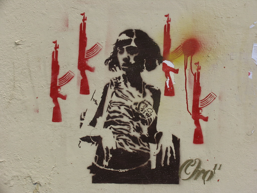 ak47 girl stencil graffiti in buenos aires, argentina Paul Keller Flickr