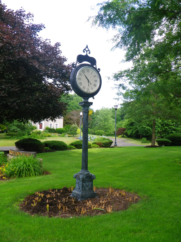 IMGP6718a Clock in front of the Wolcott Town Hall Francisco Jimenez