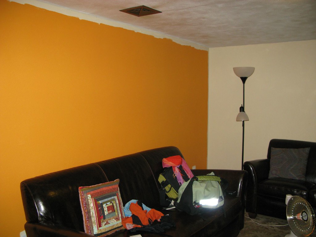 Basement family room in progress Orange goes better down… Flickr