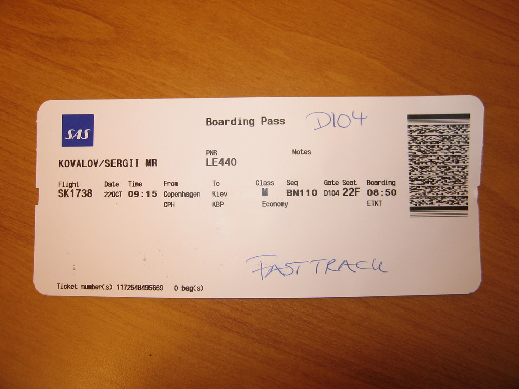 Boarding Pass for the SAS Flight CopenhagenKiev Wake up a… Flickr