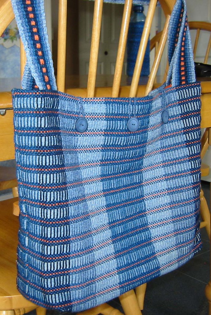 woven bag Bag using strips of denim woven on a rigid heddl… Flickr