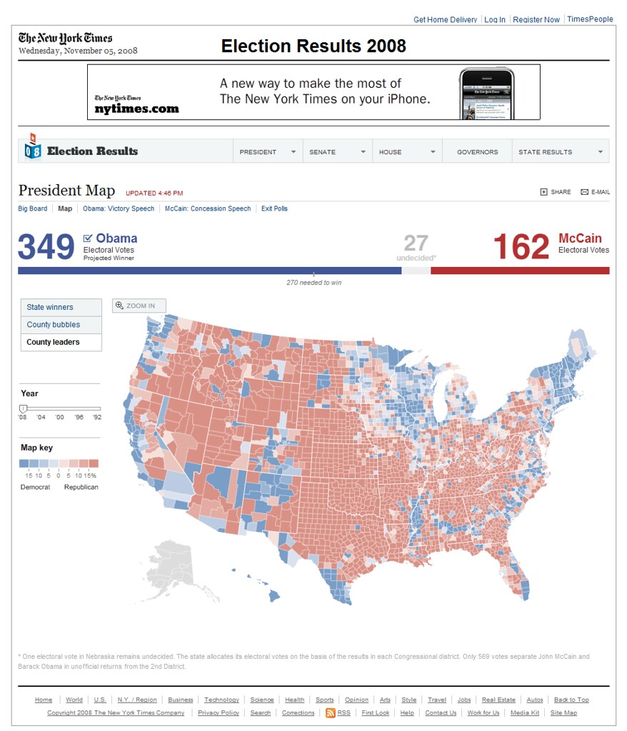 New York Times Presidential Map President Map Election Results 2008 The New York Times… Flickr