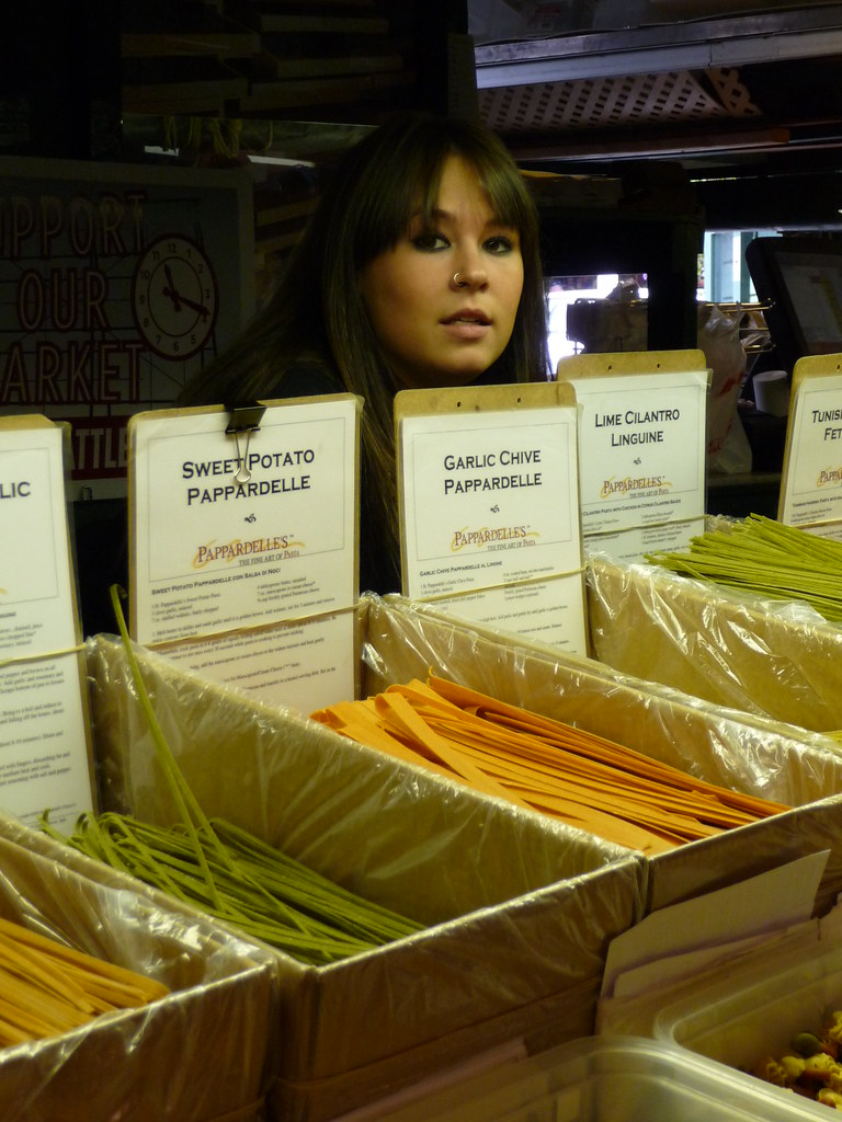 Seattle Pike Place Market Pasta stall. Tracey Paterson Flickr