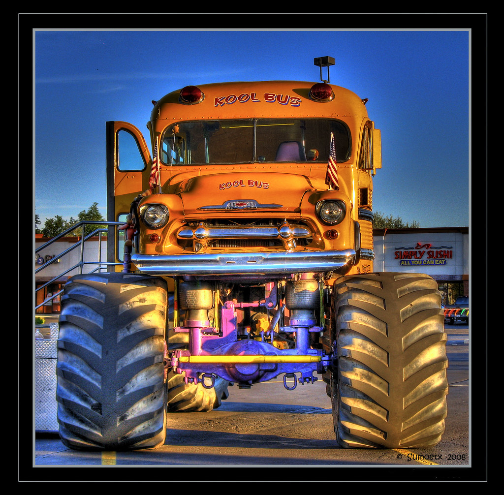 Monster bus front view HDR Cool Monster truck school bus, … Flickr