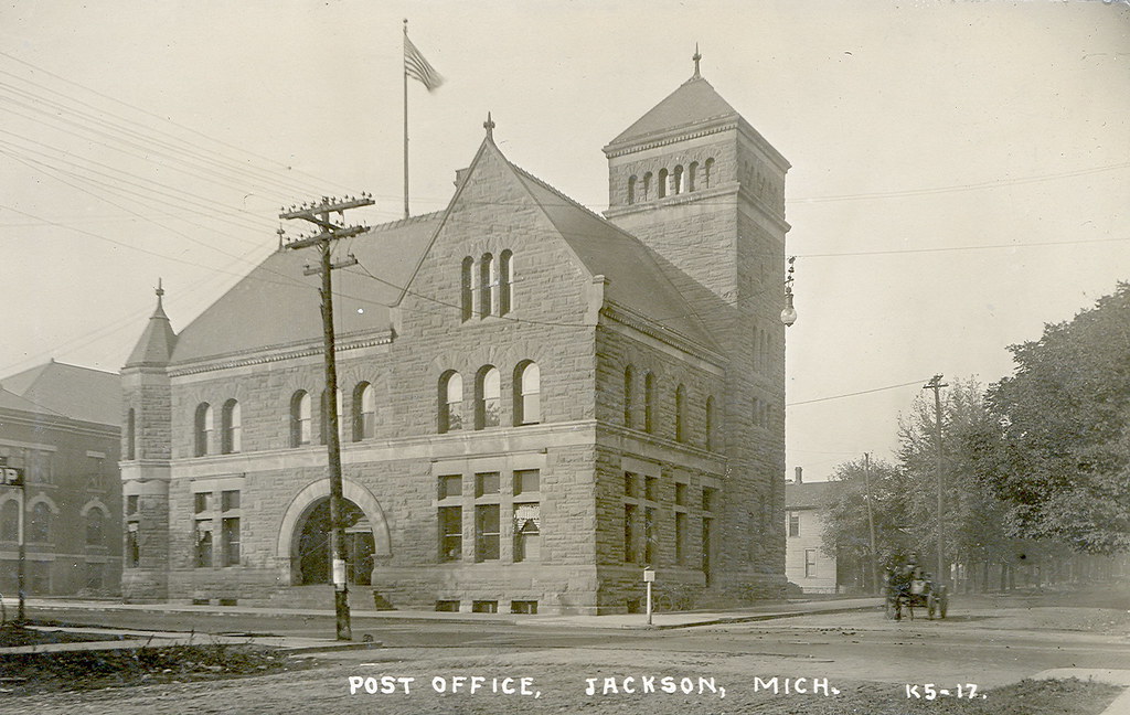 Jackson MI Jackson Post Office Neighborhood View RPPC Card… Flickr