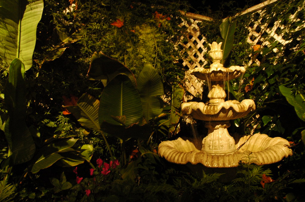 Shell Fountain in the inner secret garden, Mill Rose Inn, … Flickr