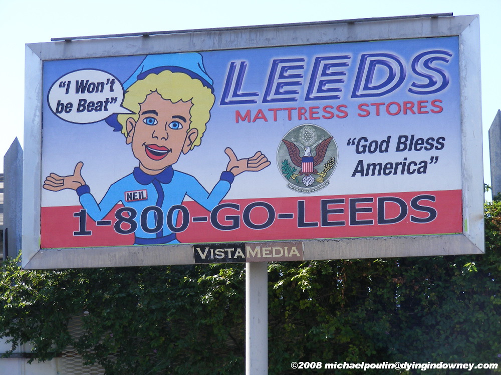 Leeds Mattress Stores billboard in La Mirada California Flickr