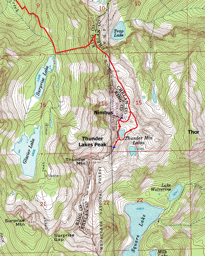 Thunder Lakes Map My route to the Thunder Mtn Lakes area. … Flickr