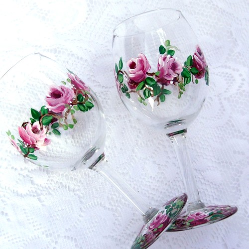 Hand Painted Roses Wine Glasses I hand painted these wine … Flickr