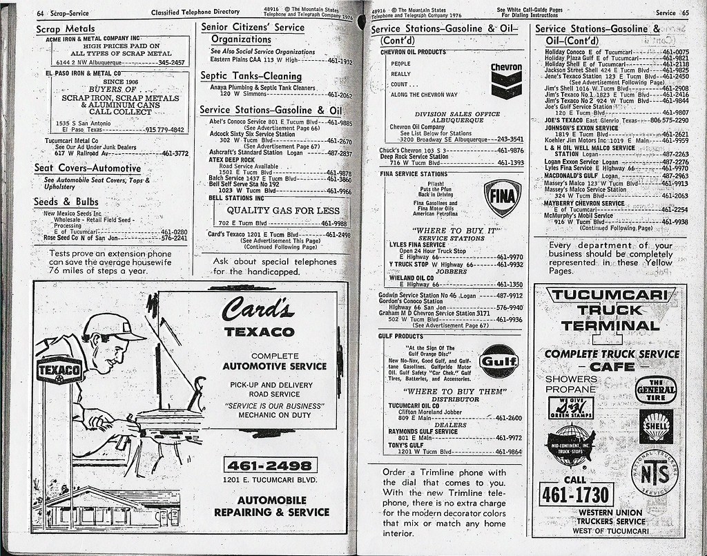 Tucumcari gas ads, 1976 01 Ads for Card's Texaco and the T… Flickr