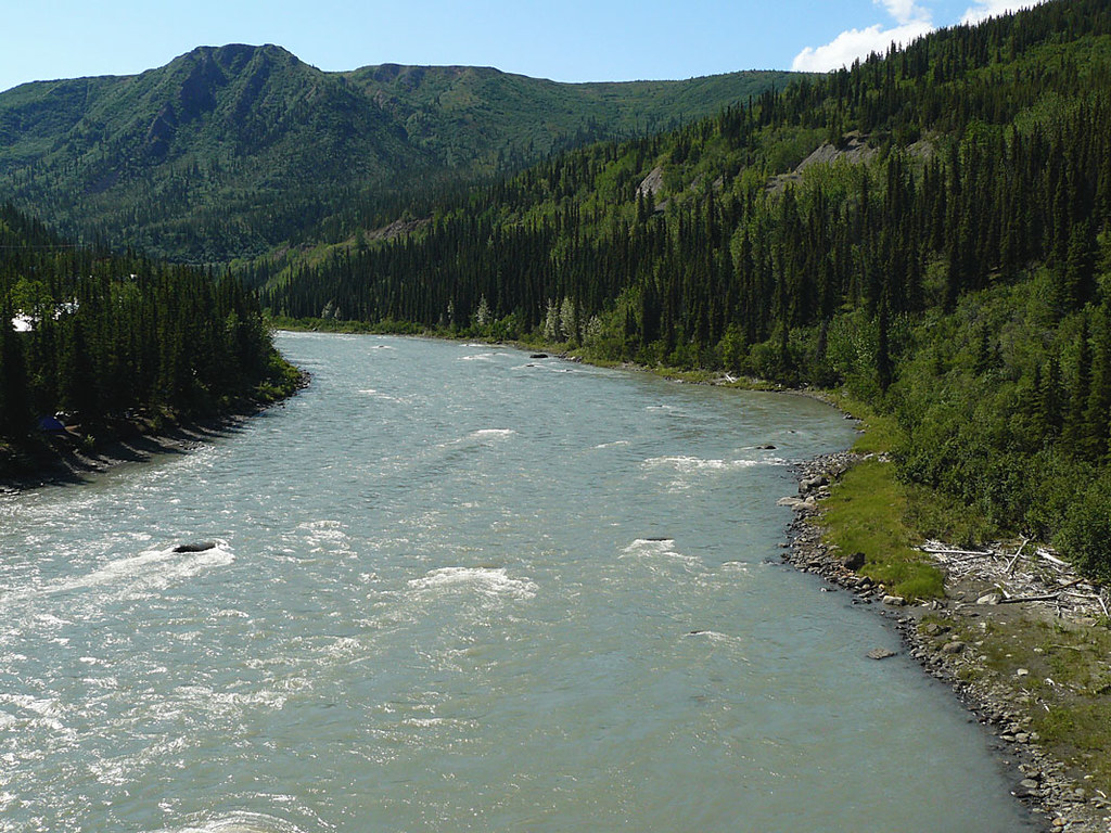 Nenana River Walk out to the rushing waters of the Nenana River on