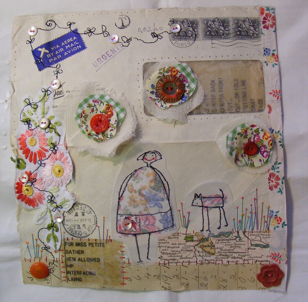 Lulu and Lottie Mixed media collage embroidery. SOLD viv Flickr