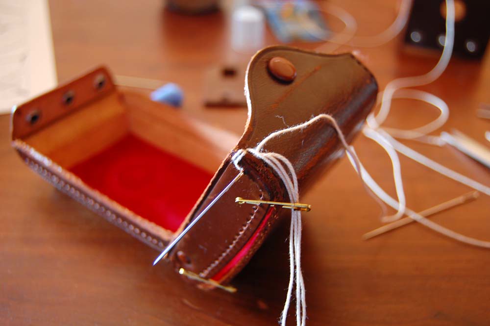 Restitching old leather camera cases Flickr