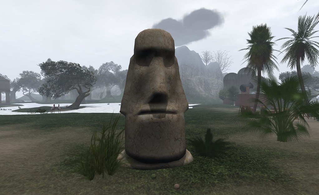 Easter Island head is not amused XD Posted by Second Life … Flickr