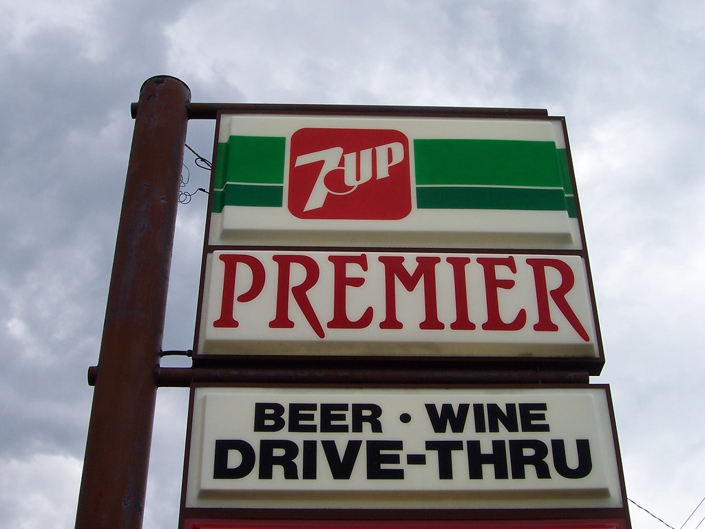 7Up Premier Beer and Wine Drive Thru Sign An oldfashioned… Flickr