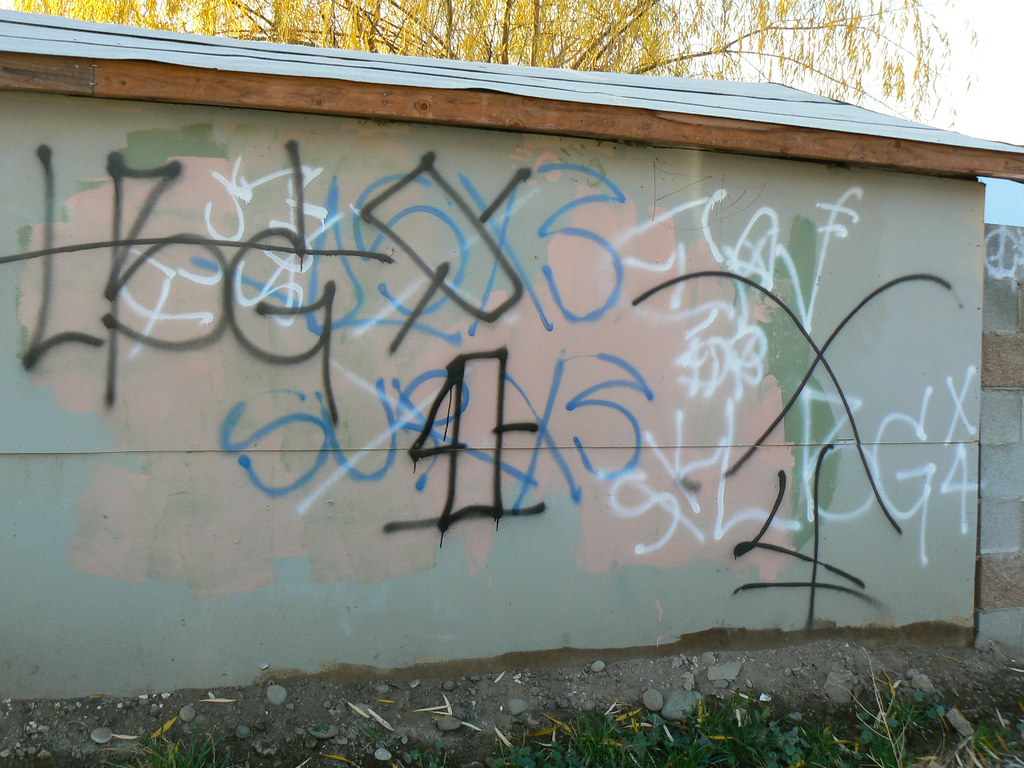 RIVALS Several gang tags crossed out in Wapato, WA. Brad Flickr