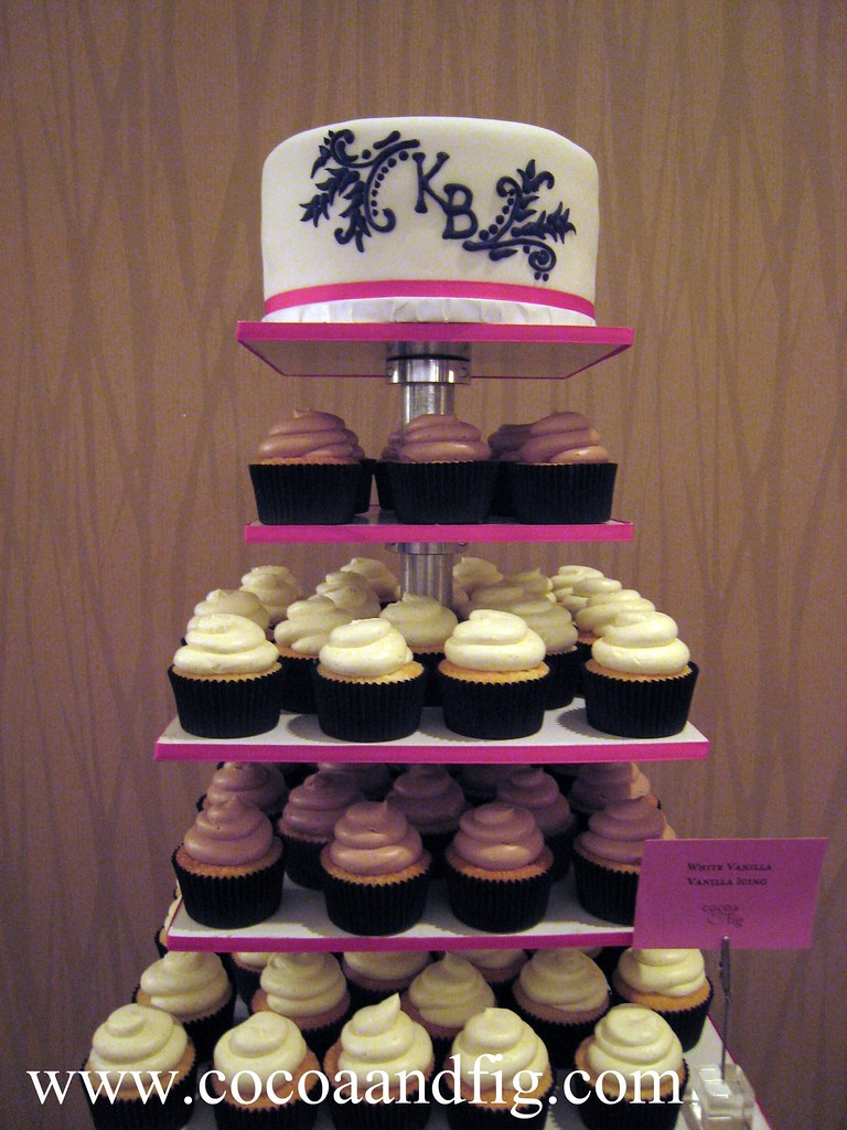 Custom Cupcake Tower and Cake We decorated this custom cup… Flickr