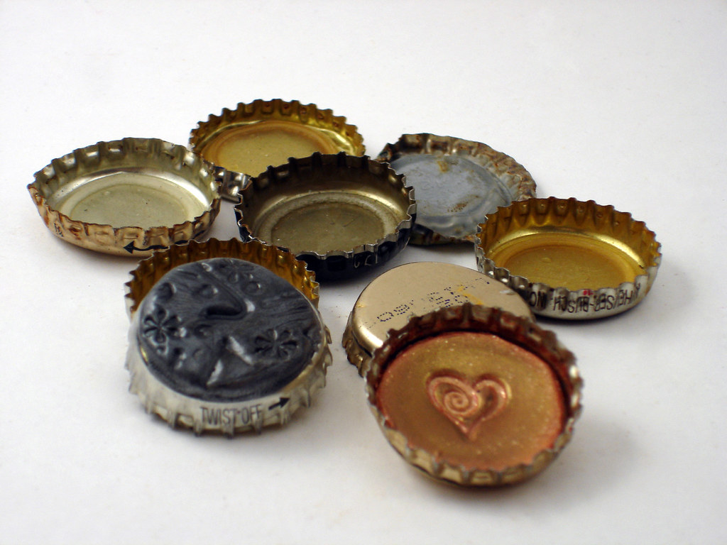 Bottle Caps Bottle caps, some covered with polymer clay & … Flickr