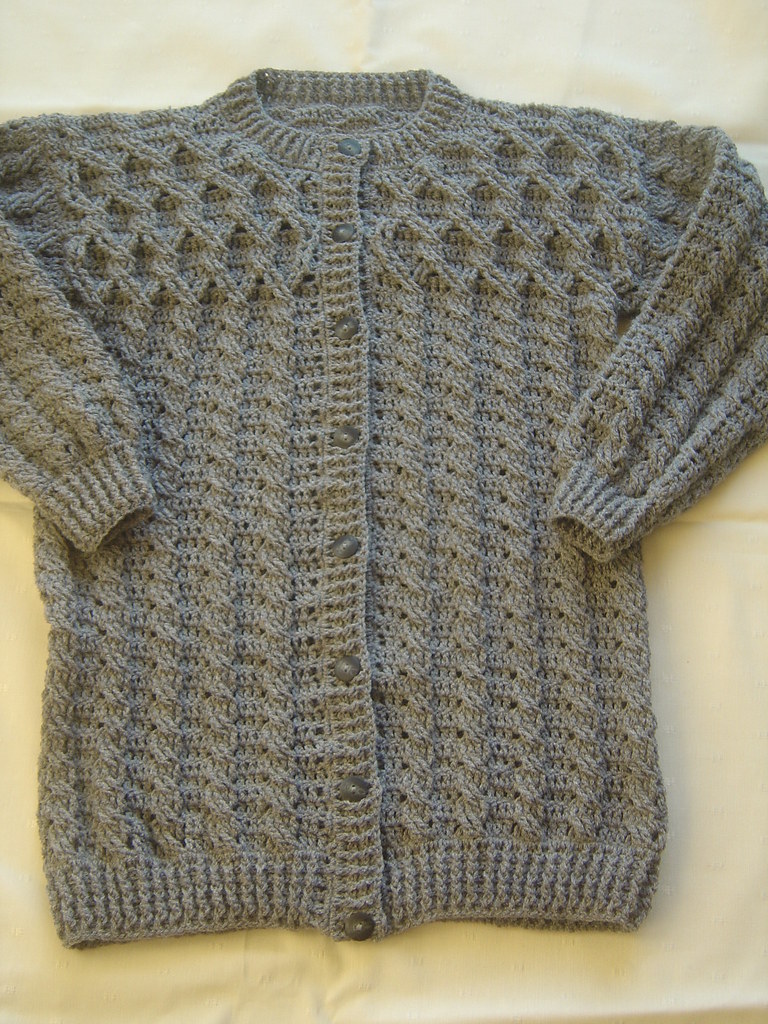 Grey crochet aran style cardigan Crochet aran style cardig… Flickr