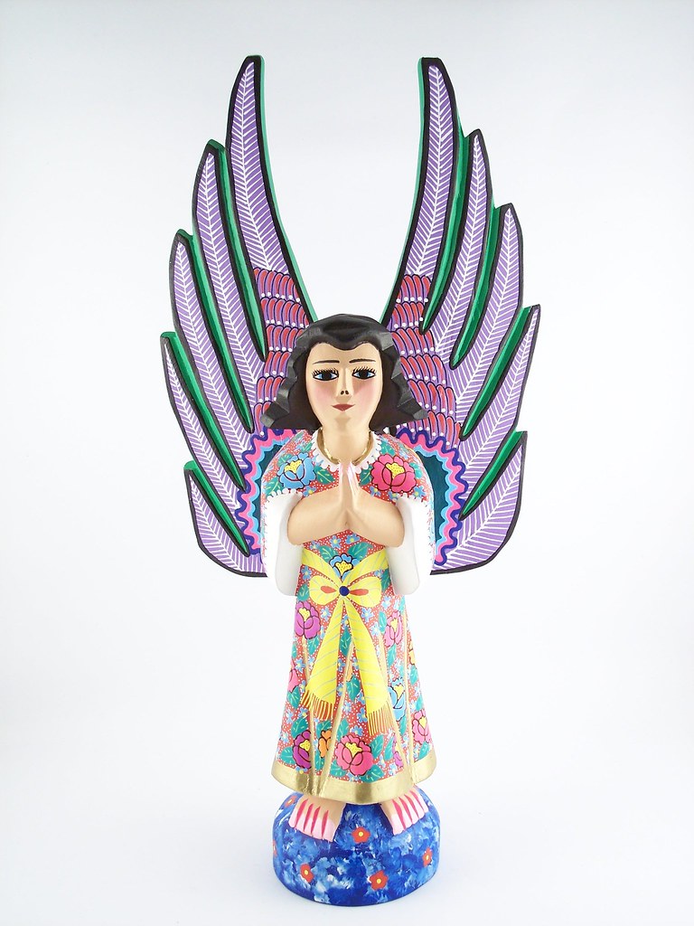 Mexican wood angel Oaxaca fine painted wood angel Alberto… Flickr