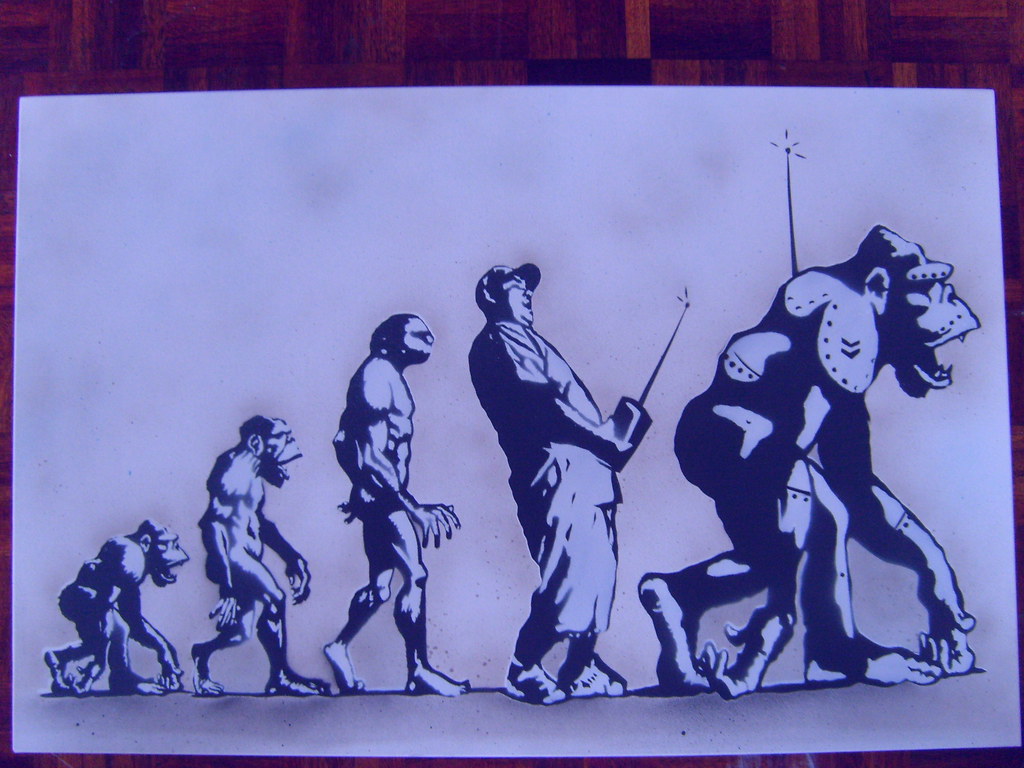 EVOLUTION OF MAN "FUTURE EVOLUTION" SPRAY PAINT STENCIL ON… Flickr