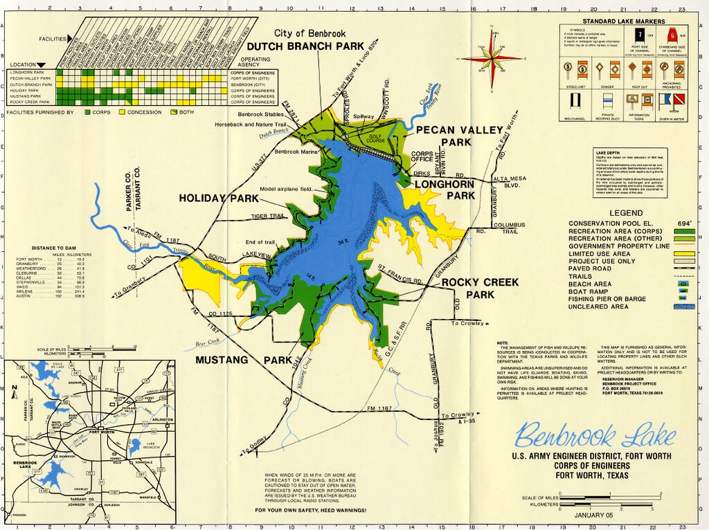 Benbrook Lake Map from USACE (public domain) Ken Kuhl Flickr