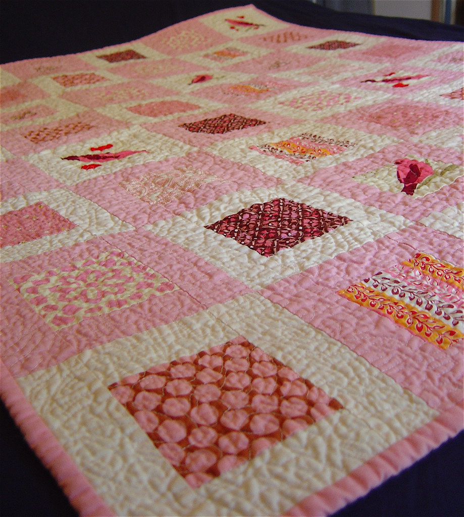 Pink Squares in Squares Baby Quilt Close up Wonderful Am… Flickr