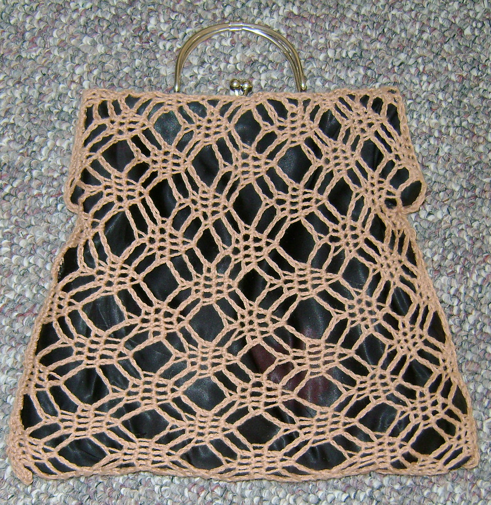 Vintage Satin Purse with Crocheted Lace Crocheted lace tr… Flickr