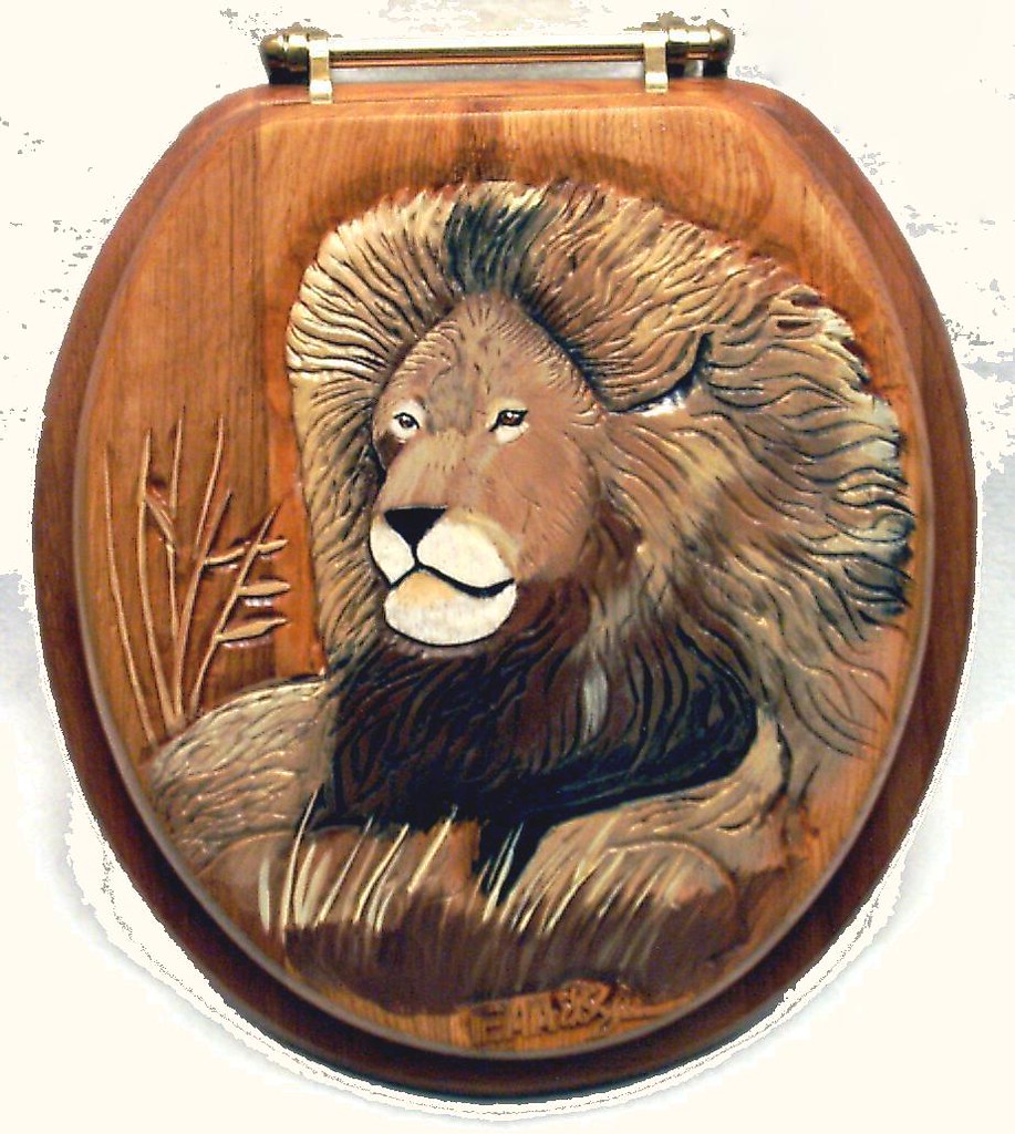 lion carved wood toilet seat see This seat and more at www… Flickr